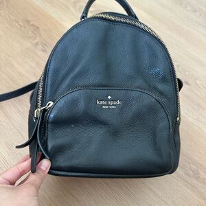 kate spade Black Pebbled Leather Mini Backpack with Gold Hardware